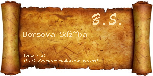Borsova Sába névjegykártya